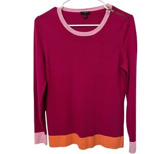 Talbots Women’s Petite Med Color Blocked Sweater Modal Cotton Blend